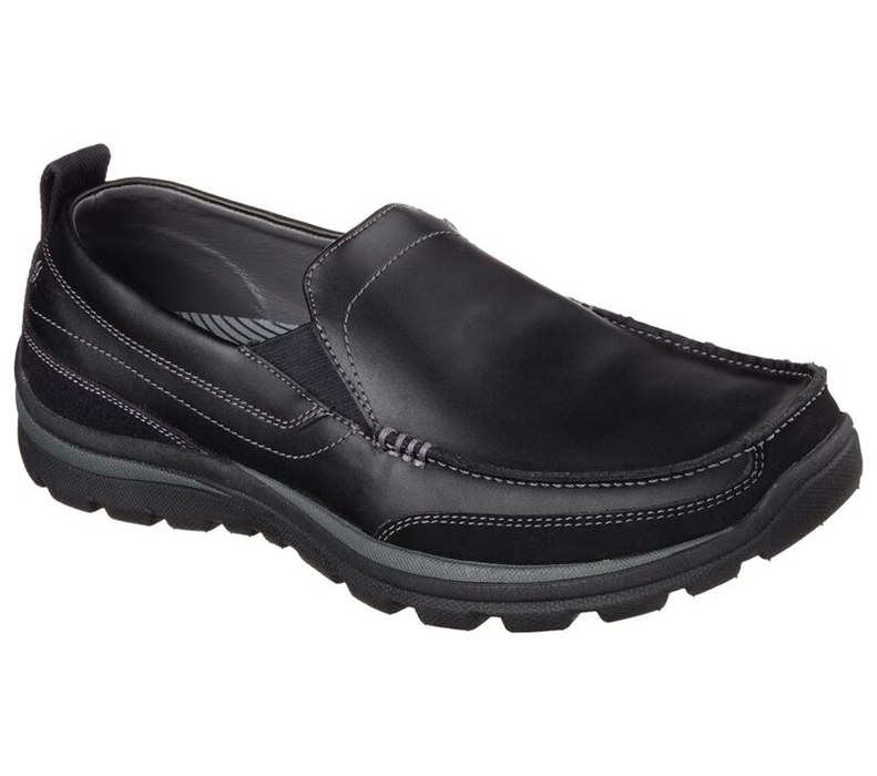 Skechers Herr Svarta Slip On - Relaxed Fit: Superior - Gains - Sverige (KLYCH-6419)